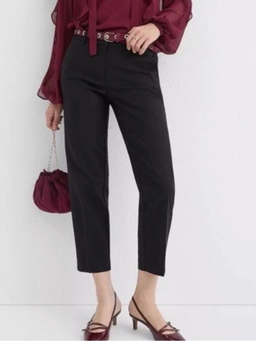 NEW ANN TAYLOR CURVY FIT THE CROP MID RISE ANKLE PANTS SZ 12 BLACK